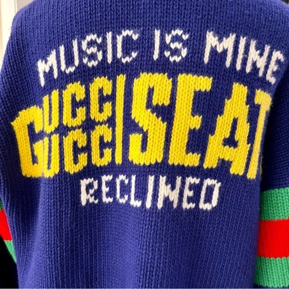 Gucci 100th Anniversary Navy Cardigan with Red and Green Accents - Picture 8 of 11